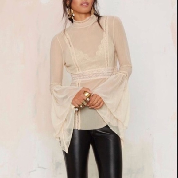 Nasty Gal Tops - Nasty gal see through beige top (Katrina mesh)